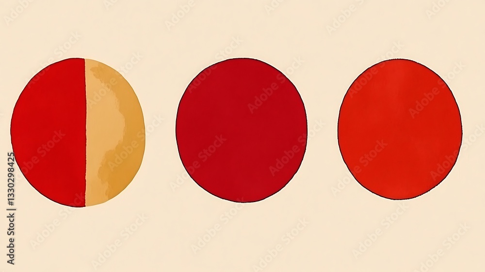 Poster three red circles with differing color shades displayed graphically