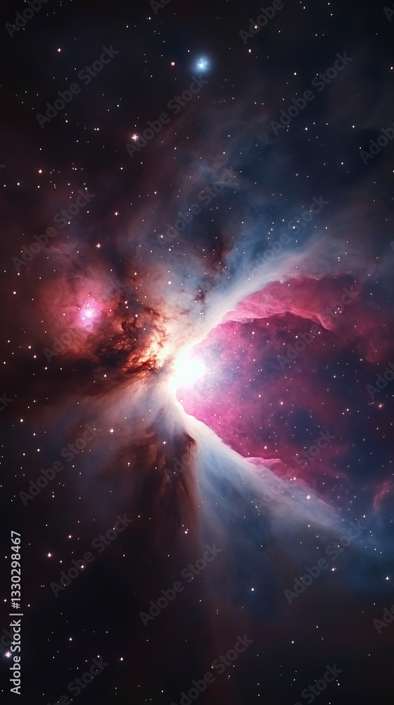 Poster colorful nebula with glowing gases and interstellar dust particles creating a breathtaking cosmic la