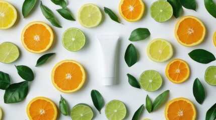 Fresh citrus fruit and skincare product