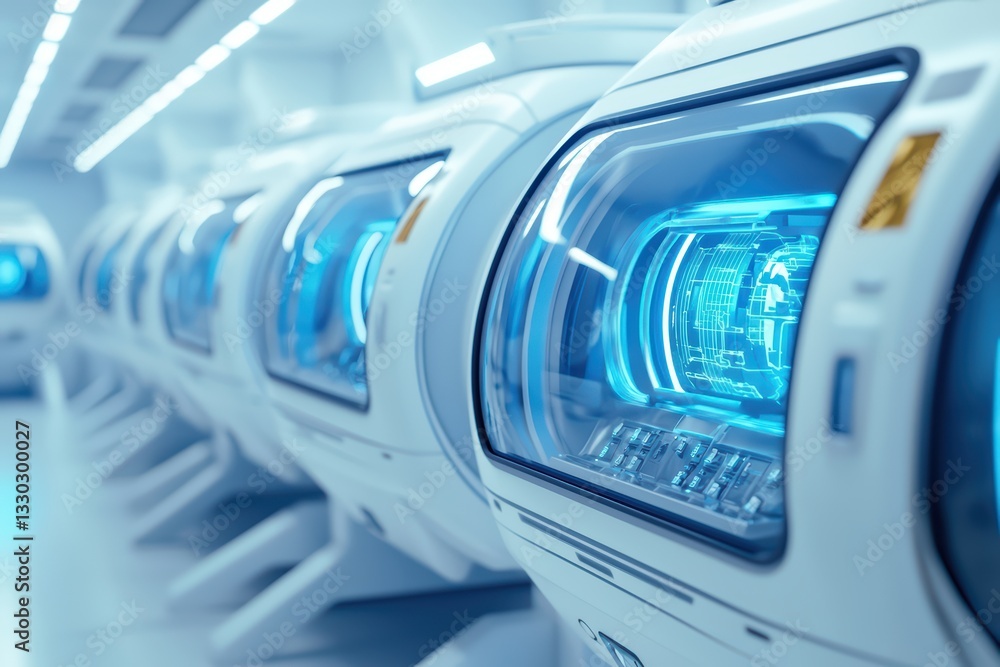 Aufkleber advanced technology concept in futuristic laboratory filled with high-tech experiment devices