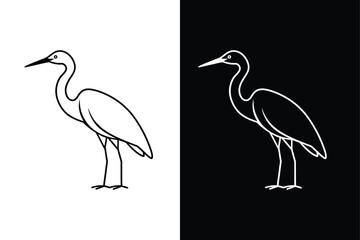 Egret icon vector on White Background ,Vector Art Illustration on white background.