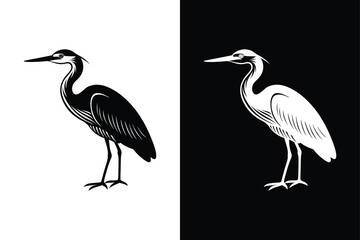 Fototapeta premium Heron icon vector on White Background ,Vector Art Illustration on white background.