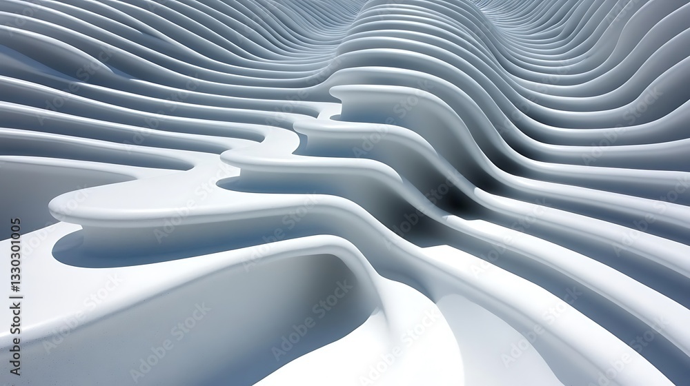 Aufkleber abstract rendering of undulating and layered white architectural structure