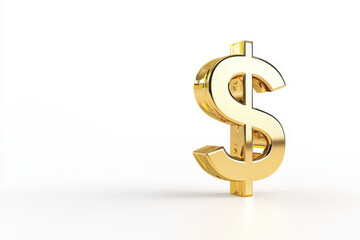 Obraz premium Golden dollar sign on clean white background, symbolizing wealth and finance