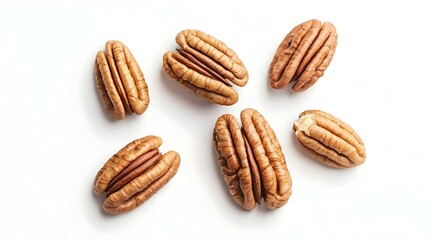 Obraz premium Pecan nuts in shell and peeled pecan kernels