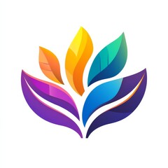 Fototapeta premium Abstract Colorful Leaves Logo Design, Modern Gradient Foliage Emblem on White Background