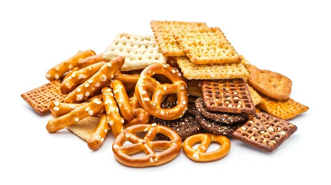 Salty cracker and pretzel snacks party mix