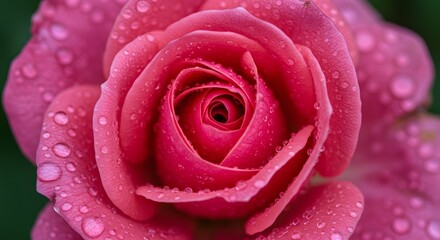 A close-up of a blooming flower with dewdrops, in a macro photography style, captured from a top-down angle.