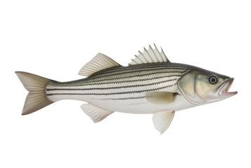Striped Bass Swimming in Clear Water with Detailed Scales
