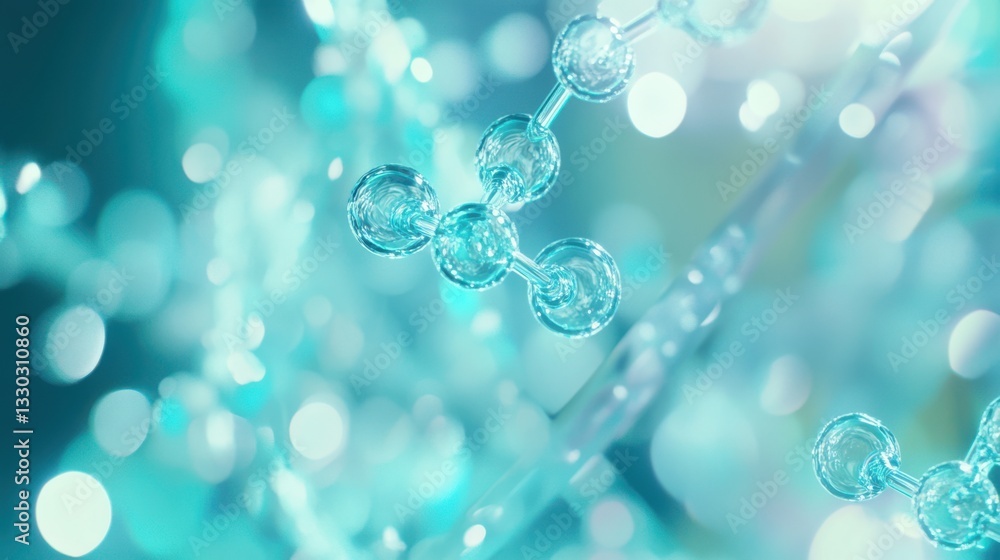 Aufkleber futuristic biotech background with floating 3d dna strands and glowing molecular structures, transpa