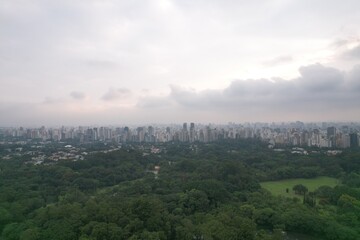Skyline view of Sao Paulo city with urban landscape and greenery