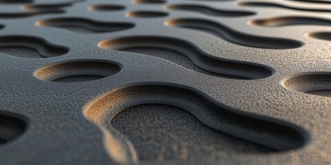 Obraz premium Abstract Dark Gray Textured 3D Surface Background Design Art Waves Holes Image Style Moody