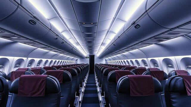 Innenraum eines leeren Passagierflugzeugs