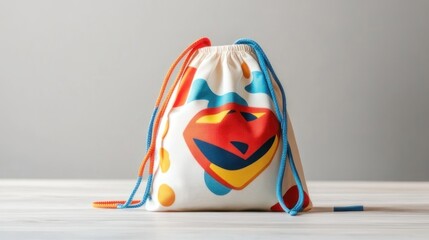 Colorful drawstring bag with abstract design