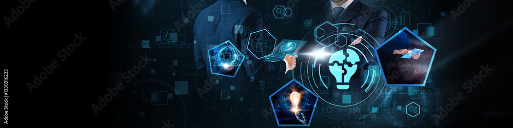 Poster solutions concept: innovation, efficiency, automation, scalability, security, integration, and optim
