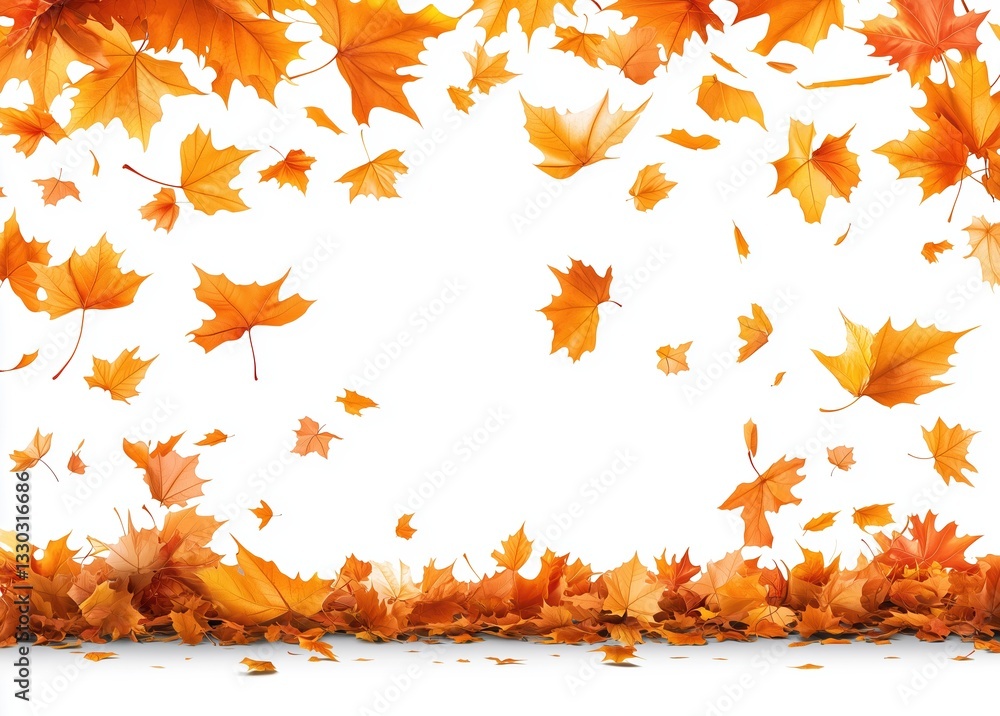 Aufkleber autumn maple leaves falling on white background with clipping path