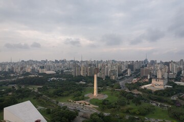 Fototapeta premium Sao Paulo skyline with monument surrounded by cityscape and greenery