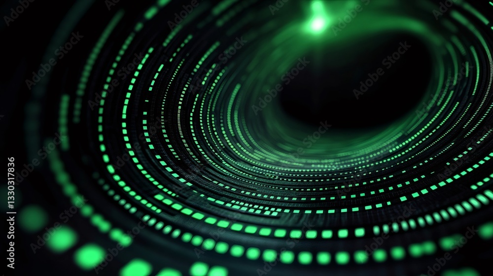 Aufkleber Digital tunnel transmitting data stream with green light trails
