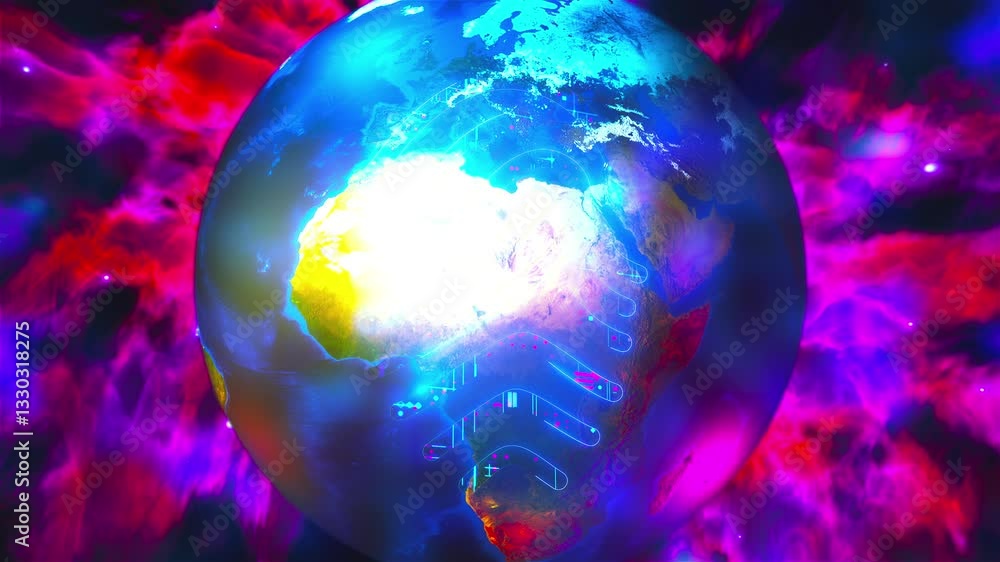 Aufkleber digital earth with cybersecurity. computer generated 3d render