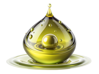 drop of olive oil and green olives