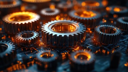 Metallic Gears Industrial Background Texture