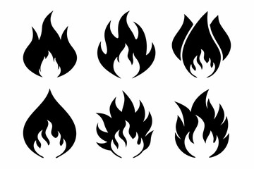 fire icon set line art silhouette vector illustration