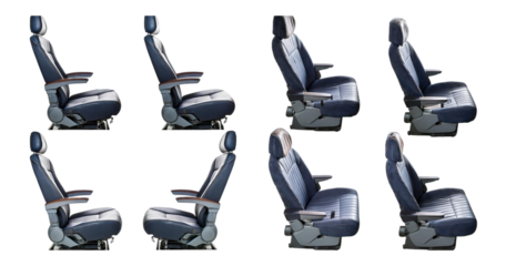 Collection of Travel Seats in Various Positions for Transportation, isolated on transparent background