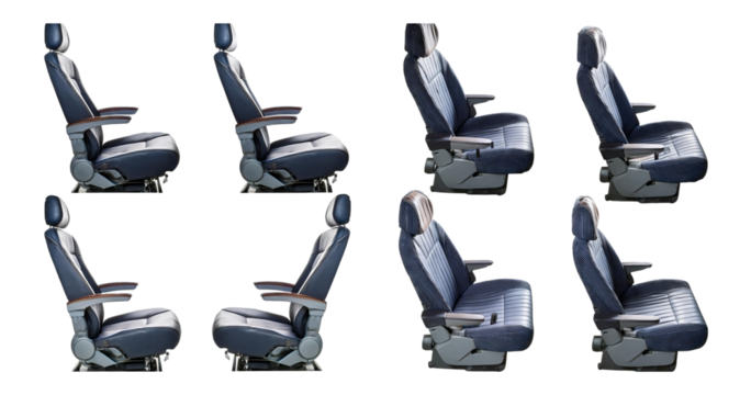 Collection of Travel Seats in Various Positions for Transportation, isolated on transparent background