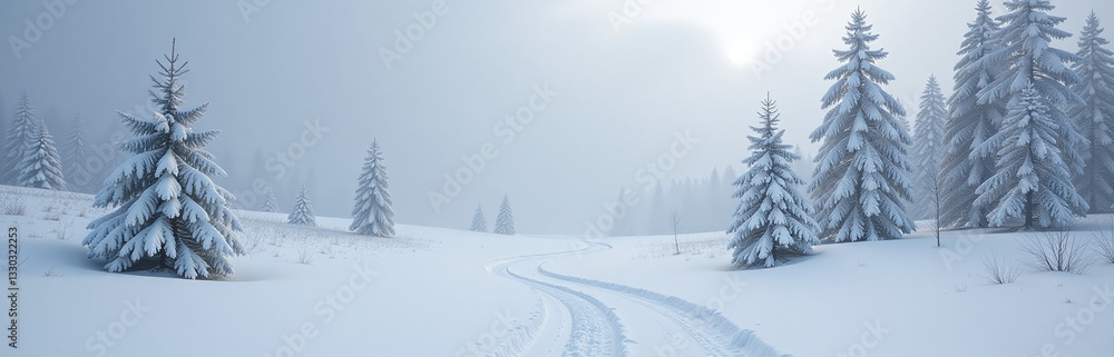 Poster Snow Blankets The Landscape With Its Serene And Enchanting Ambiance Creating A Peaceful And Mystical Display Of White And Gray Hues.