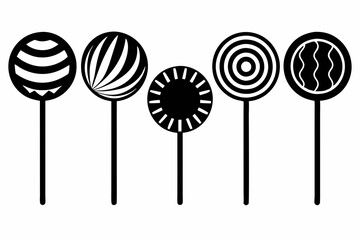 lollipop set line art silhouette vector illustration