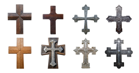 Diverse Collection of Cross Designs on a White Background, isolated on transparent background