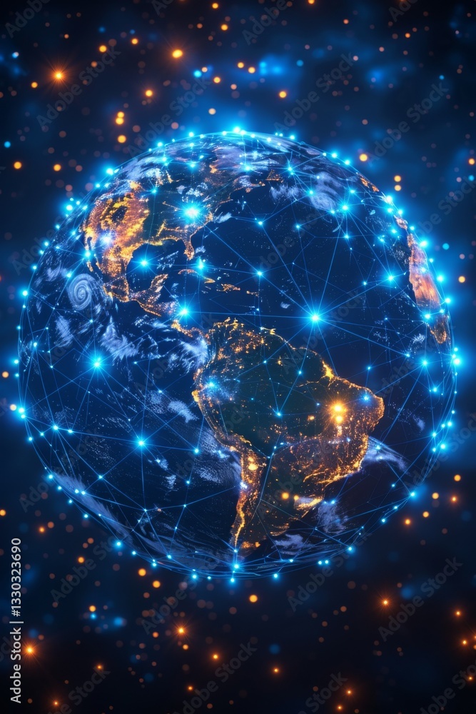 Aufkleber global digital networking infographic. big data. network connection. artificial intelligence technol