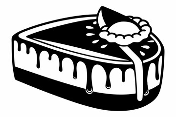 cheesecake line art silhouette vector illustration