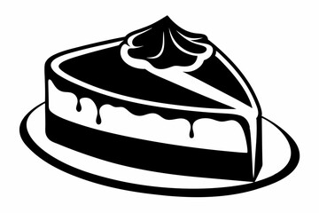cheesecake line art silhouette vector illustration