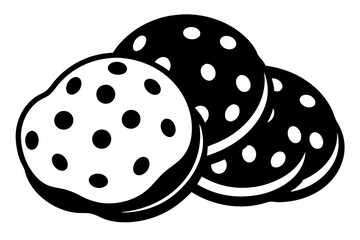 chocolate chip cookies line art silhouette vector illustration