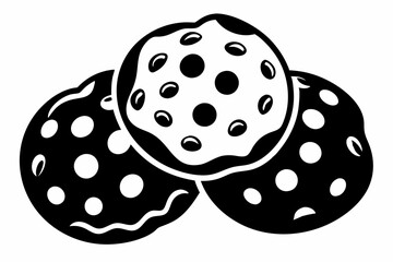 chocolate chip cookies line art silhouette vector illustration