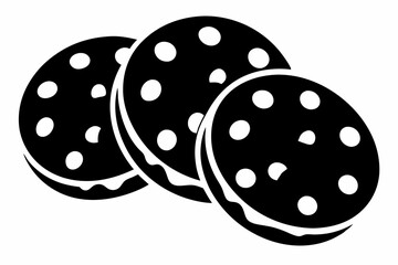 chocolate chip cookies line art silhouette vector illustration