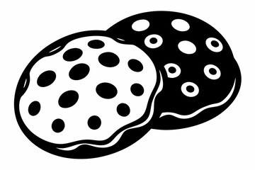 chocolate chip cookies line art silhouette vector illustration