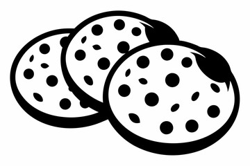 chocolate chip cookies line art silhouette vector illustration