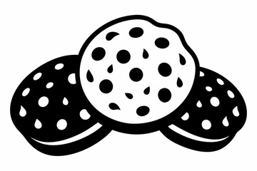 chocolate chip cookies line art silhouette vector illustration