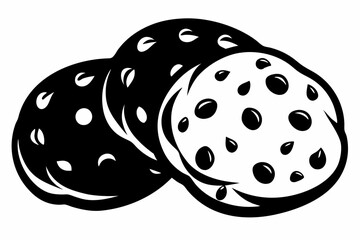 chocolate chip cookies line art silhouette vector illustration