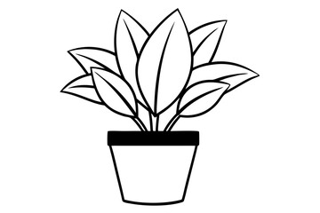 house plant line art silhouette vector illustration