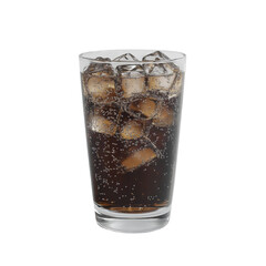 Refreshing Iced Cola Drink Bubbles and Ice Cubes in Glass