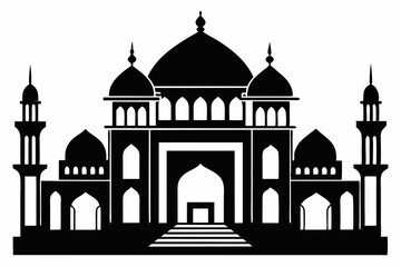 mosque line art silhouette vector illustration