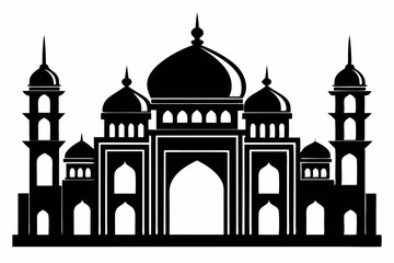 mosque line art silhouette vector illustration