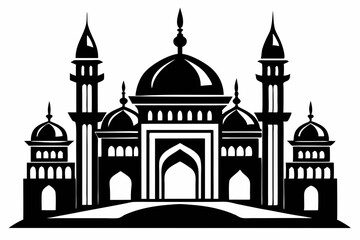 mosque line art silhouette vector illustration