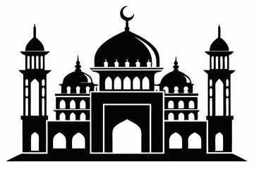 mosque line art silhouette vector illustration