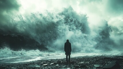 Obraz premium Solitary Figure in Icy Landscape