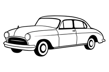 Naklejka premium old car line art silhouette vector illustration