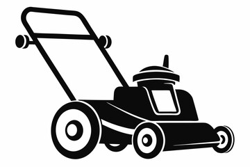 mower line art silhouette vector illustration